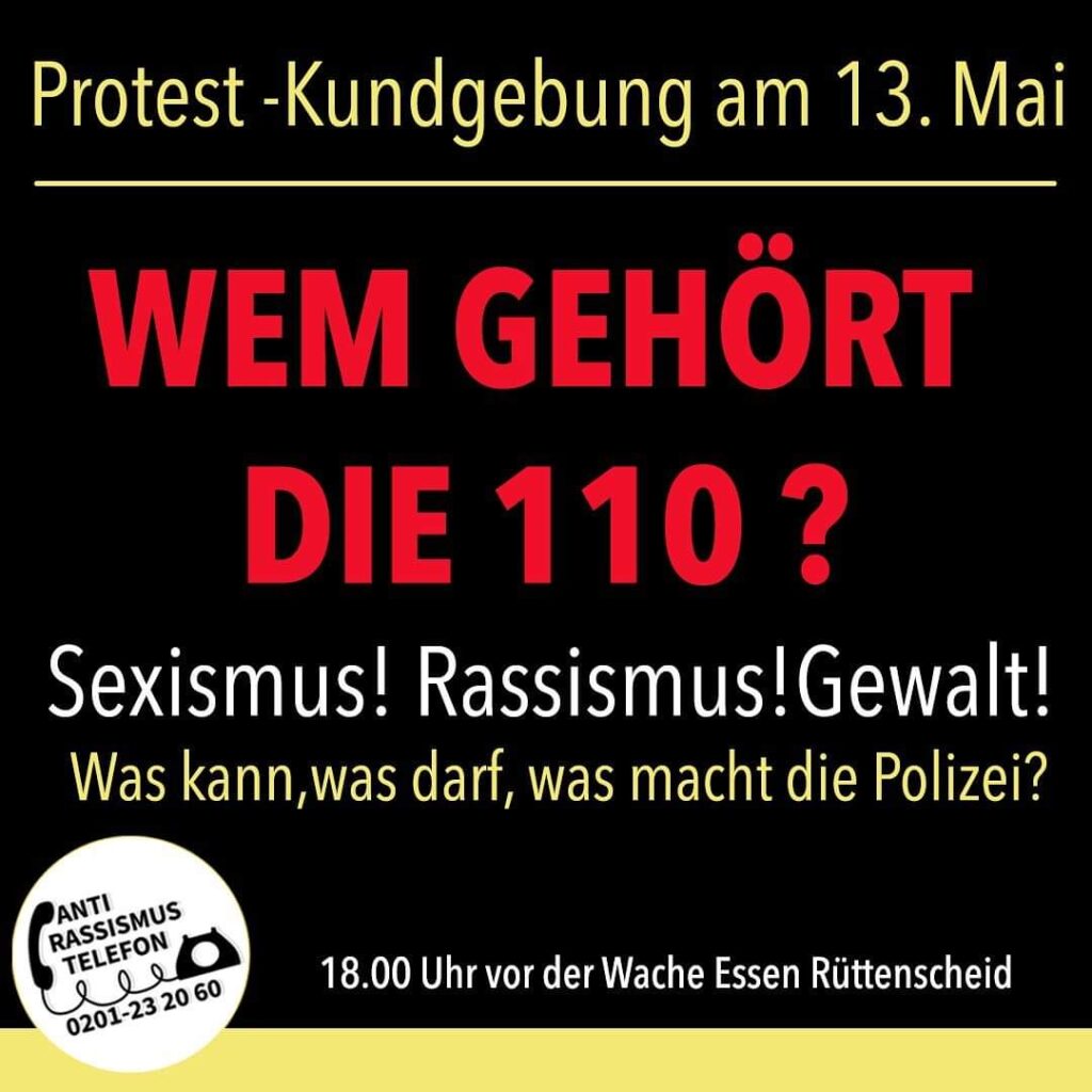 Kundgebung gegen Polizeigewalt am 13. Mai in Essen-Rüttenscheid